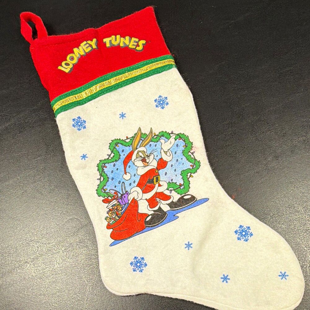 Looney Tunes Christmas Bugs Bunny Stocking Warner Bros Cartoon Snowflake Holiday